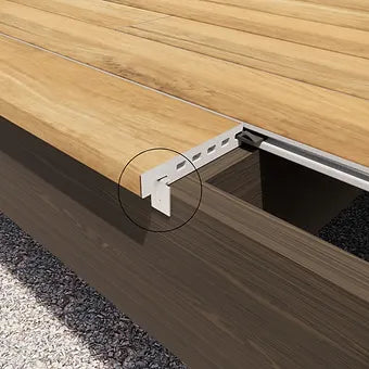 Close-up of Edge Clip and screws for stone decking installation